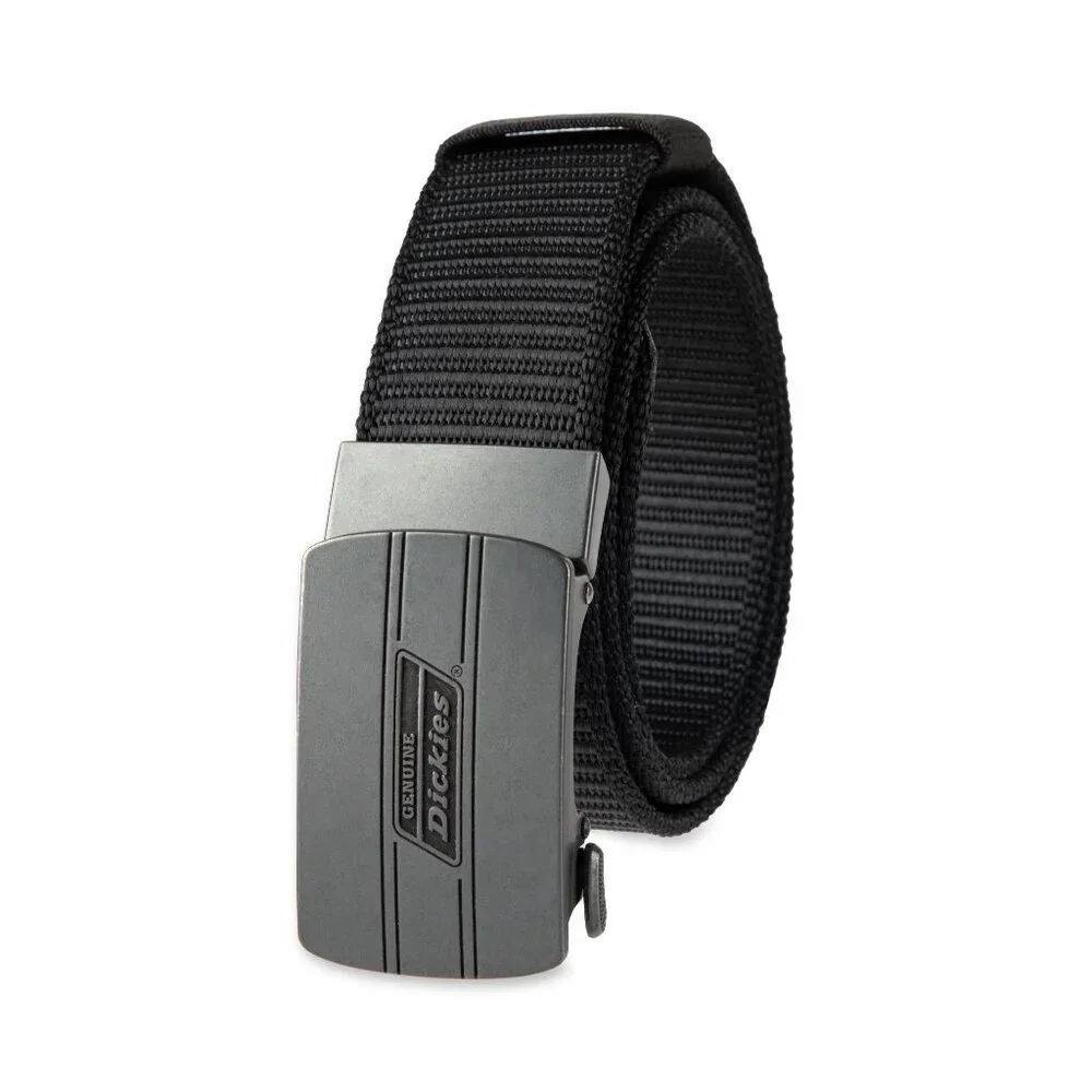 NEW DICKIES Genuine Men's Track Lock Plaque Buckle Casual Fabric Web Belt Black